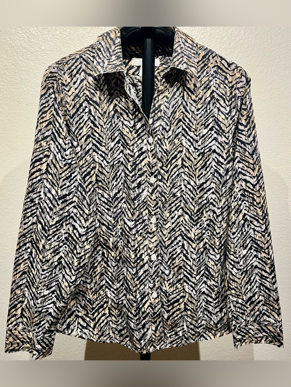 Vintage Chico's Tiger-Print Button Front Blouse - Size XL (Women’s)